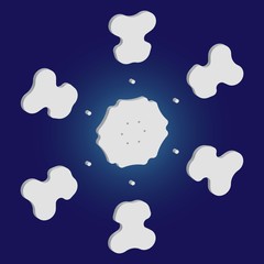 Fototapeta na wymiar Christmas paper snowflake on blue background.