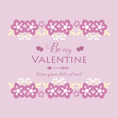 Beautiful pink and white wreath frame, for greeting card decor happy valentine. Vector