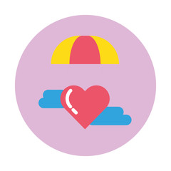 happy valentines day heart in parachute