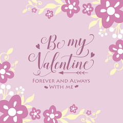 Vintage pink and white floral frame with style unique, for design template of card happy valentine. Vector
