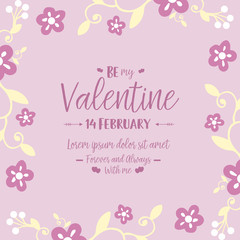 Obraz na płótnie Canvas Invitation card happy valentine of elegant, with pink and white flower frame unique. Vector