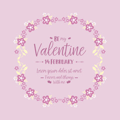 Card template happy valentine elegant, with pink and white wreath frame. Vector