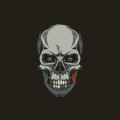 Original vector illustration in retro style skull head with eyes.