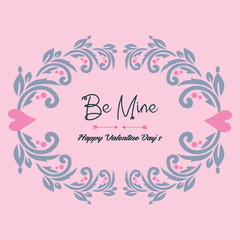 Beautiful pink heart frame shape ornament, for invitation card decor be mine. Vector