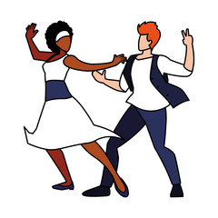 couple of people in pose of dancing on white background