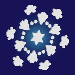 Fototapeta premium Simple christmas snowflake on blue background.