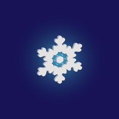 Simple christmas snowflake on blue background.