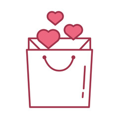 happy valentines day shopping bag with heart icon