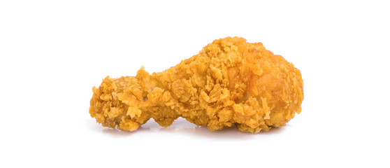 hot and crispy fried chicken legs isolated on a white background
