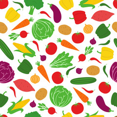 Vegetable Seamless Pattern Background Vector Design Isolated on White Background