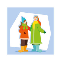 scene of women with winter clothes