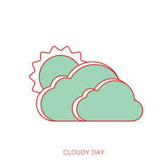 Flat sun behind cloud flat icon