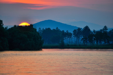Taiga landscape and nature of the Russian Far East