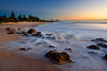 Fototapeta na wymiar Beach sunrise Gold Coast Australia