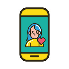 happy valentines day smartphone with girl and heart