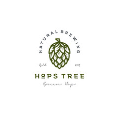 Retro Vintage Hops flower for Beer Ale Brewery logo design