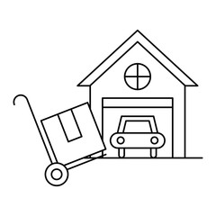 garage front facade isolated icon