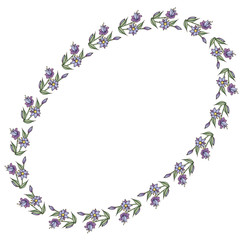 frame template from doodle flowers isolated on white background