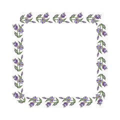 frame template from doodle flowers isolated on white background