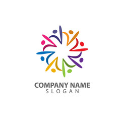 Human character vector logo concept illustration. Abstract man figure logo. Colorful People logo