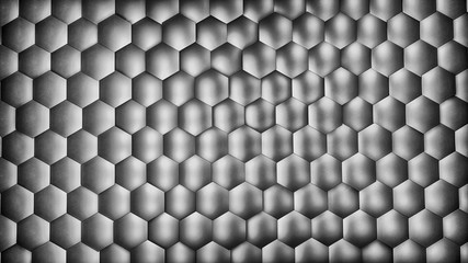 Abstract silver hexagon background with metal texture. Polygonal surface.