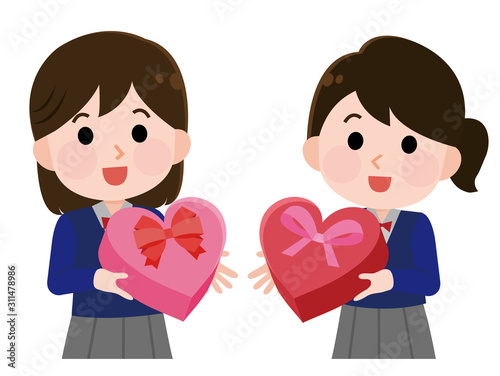 バレンタイン チョコを贈る 交換 友達 イラスト 14 Poster こけ田