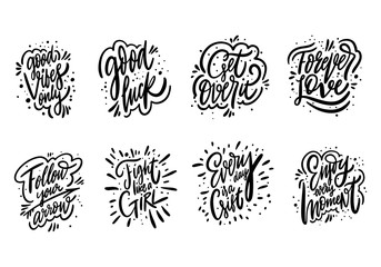 Motivation lettering phrases set. Hand drawn vector illustration. Positive inspirational quotes.