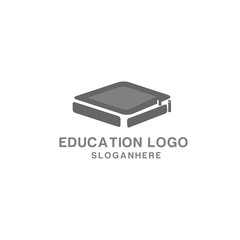 education icon logo with pencil and book