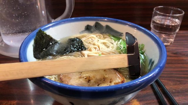 Japanese ramen noodles park seaweed pasta greens broth in tokyo Japan instagram picture
