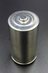 set of batteries on black background