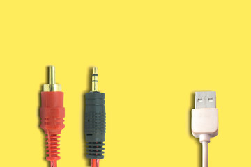  Plug jack on a Yellow background with clipping many styles