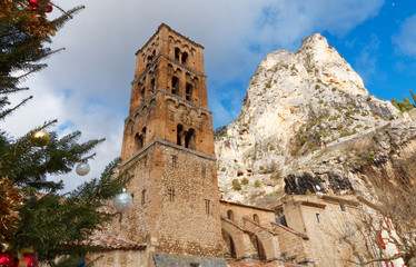 The village of Moustiers-Sainte-Marie in Provence and Eglise Notre-Dame de l'Assomption