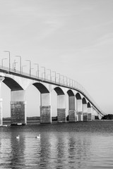 The Oland Bridge in Sweden in BW