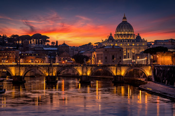 Fototapeta na wymiar Magnificent twilight in Roma Italia