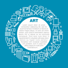 Art and painting vector icon. Circle frame of drawing symbols.  Artistic tools round concept.