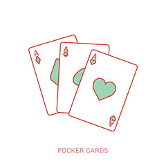 Vector flat illustration of playing cards. Icon of pocker cards