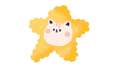 flufly cat with cute star hat