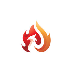 Fire Flame and Bird Phoenix Logo Design