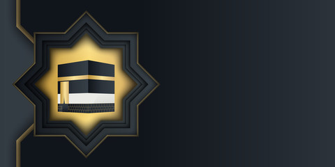 Gold Black Mecca Makkah Al Mukarramah Background for Islam Moslem Hajj Peace All the World