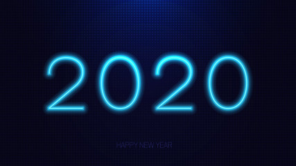 happy new year 2020 vector illustration concept. neon light effect. glow your future.