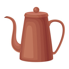 Ceramic Kettle for Making Tea Vector Illustrated Element. Useful Household Item