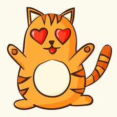 Kawaii cat vector illustration, eyes of love