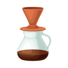 Glass Kettle for Making Tea or Coffee Vector Illustrated Element. Useful Household Item