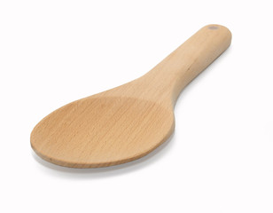 wooden brown spoon in isolated on white background