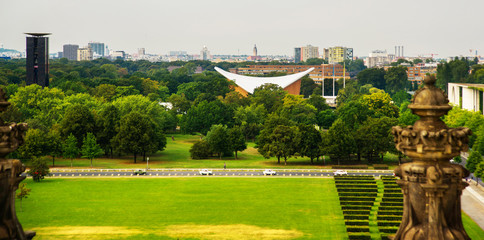 Berlin, Germany: Aerial view of Berlin Tiergarten public park and the bell tower, view from Bundestag © Anna ART