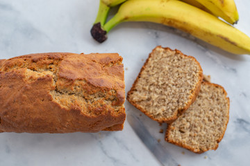 Healthy banana bread or cake for breakfast