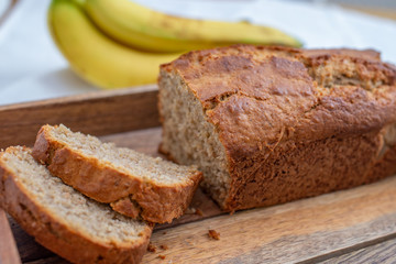 Healthy banana bread or cake for breakfast