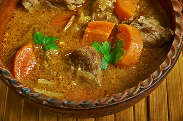 Ghanaian palmnut soup with goat