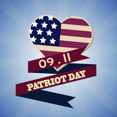 Heart of Patriot Day. September 11. us seal and banner illustration design