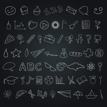 Education dash line icon vector on a black background for Happy Teacher's Day